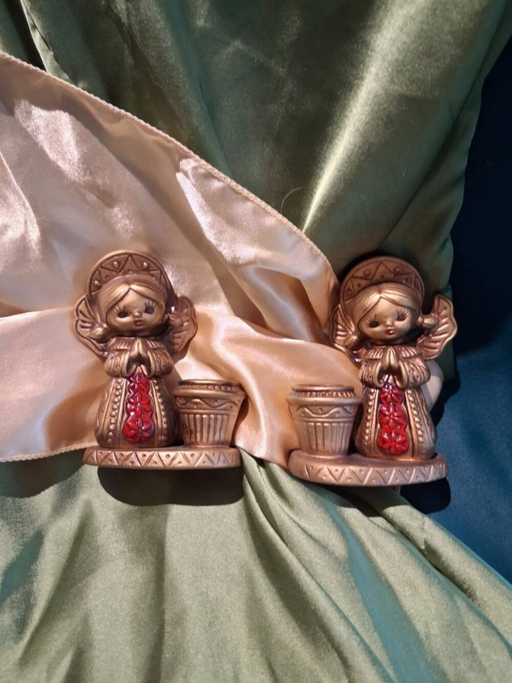 Vintage 1950s Norcrest Praying Angel Figurine Candle Holders Made in Japan 2 Set